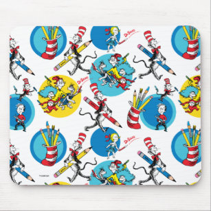 Dr. Seuss   Characters With Pencils Pattern Mouse Mat
