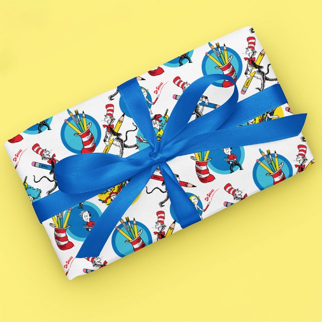 Dr. Seuss | Characters With Pencils Pattern Wrapping Paper (Wrapped gift)