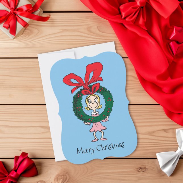 Dr. Seuss | Cindy-Lou Who - Wreath Holiday Card (Card on floor)