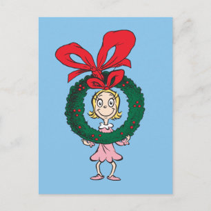 Dr. Seuss   Cindy-Lou Who - Wreath Postcard
