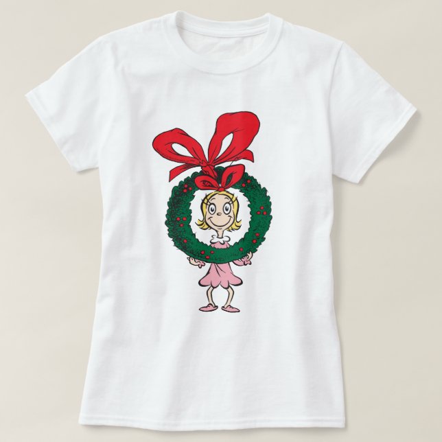 Dr. Seuss | Cindy-Lou Who - Wreath T-Shirt (Design Front)
