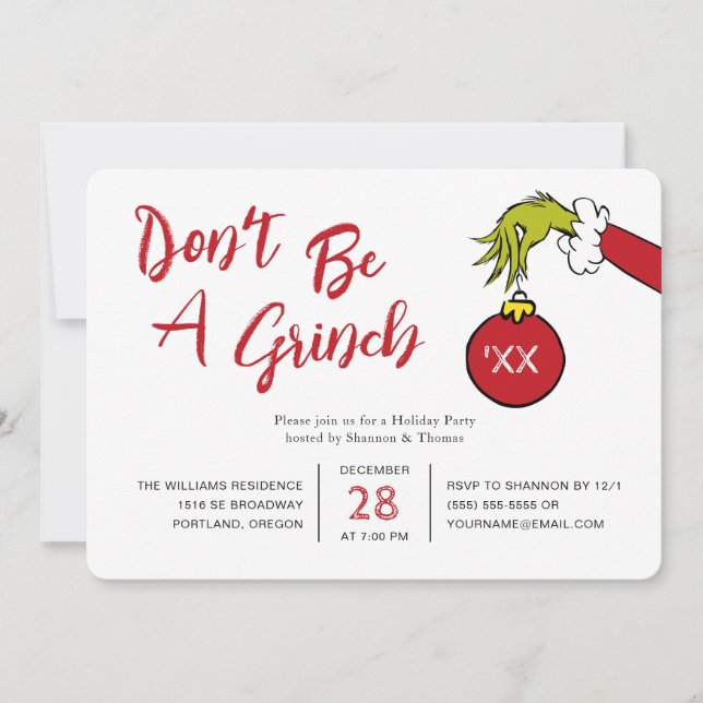 Dr. Seuss | Don't Be a Grinch Christmas Party (Front)