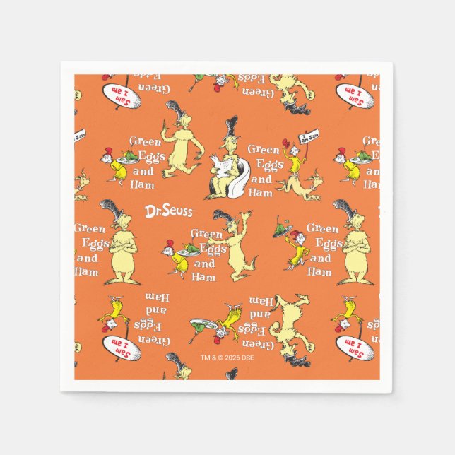 Dr. Seuss Green Eggs and Ham Character Pattern Napkin (Front)