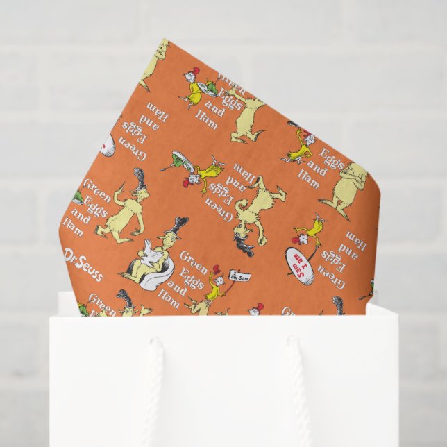 Dr. Seuss Green Eggs and Ham Character Pattern Tissue Paper (Gift Bag)