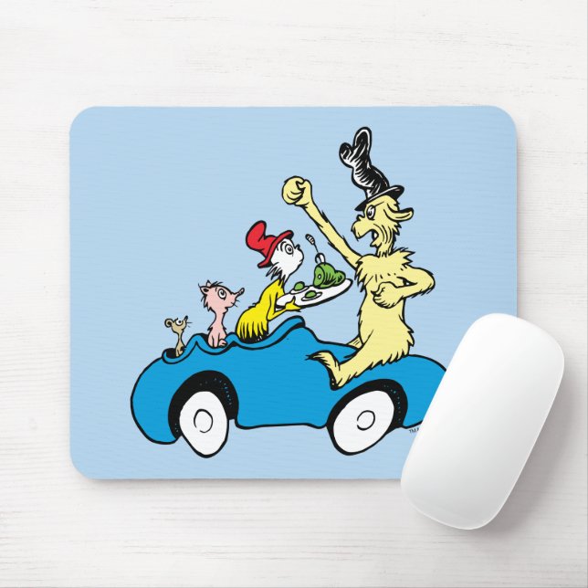 Dr. Seuss Green Eggs and Ham Characters in Car Mouse Mat (With Mouse)