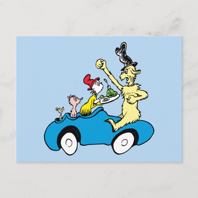 Dr. Seuss Green Eggs and Ham Characters in Car Postcard (Front)