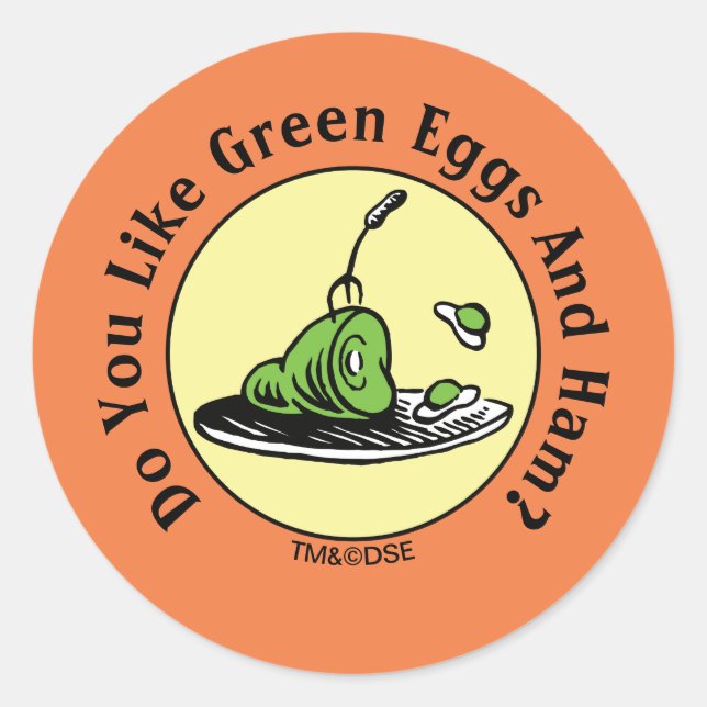 Dr. Seuss | Green Eggs and Ham Icon Classic Round Sticker (Front)