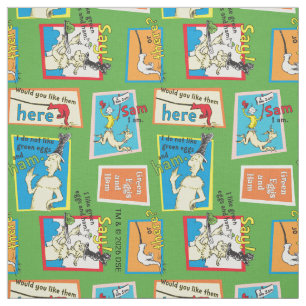 Dr. Seuss Green Eggs and Ham Story Quotes Fabric