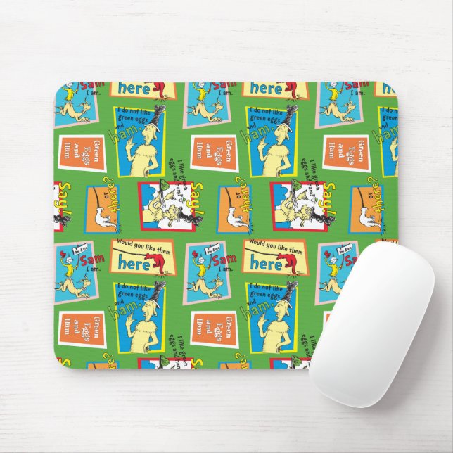 Dr. Seuss Green Eggs and Ham Story Quotes Mouse Mat (With Mouse)