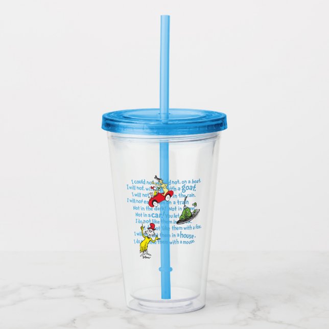 Dr. Seuss | Green Eggs And Ham Storybook Pattern Acrylic Tumbler (Front)