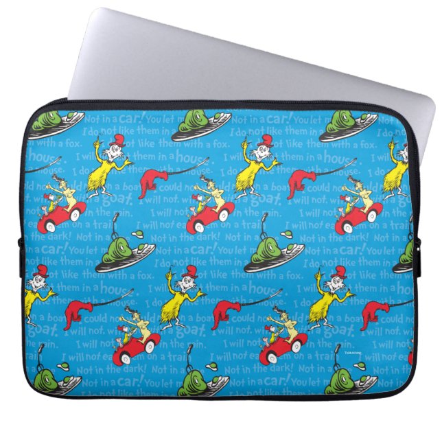 Dr. Seuss | Green Eggs And Ham Storybook Pattern Laptop Sleeve (Front)