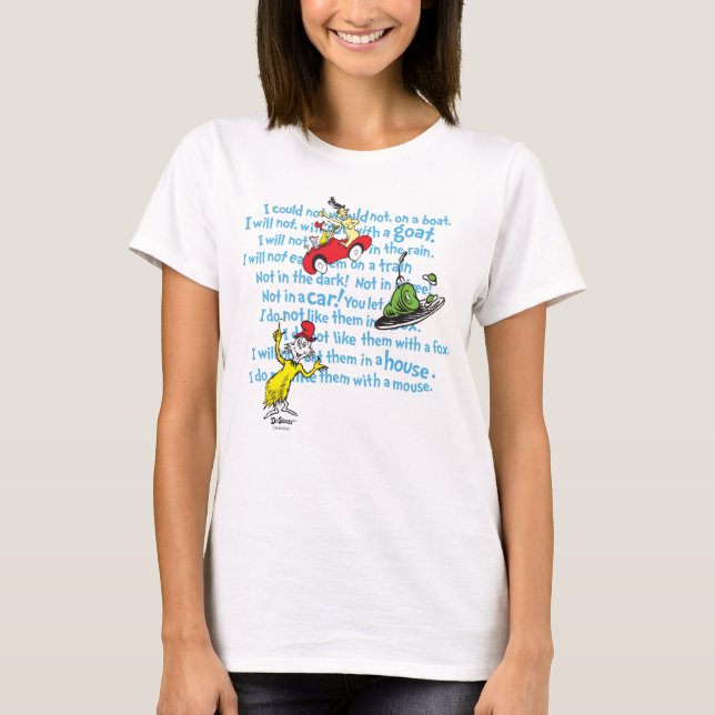 Dr. Seuss | Green Eggs And Ham Storybook Pattern T-Shirt (Front)