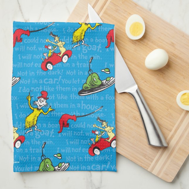 Dr. Seuss | Green Eggs And Ham Storybook Pattern Tea Towel (Quarter Fold)