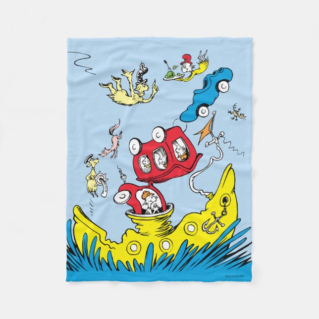 Dr. Seuss | Green Eggs & Ham Scene Fleece Blanket (Front)