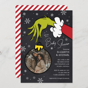 Dr. Seuss Grinch Chalkboard Baby Shower Invitation
