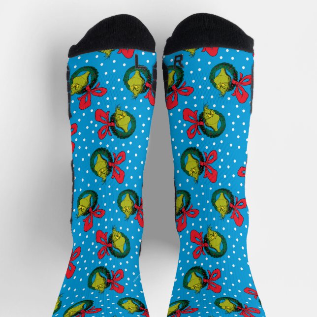 Dr. Seuss | Grinch | Christmas Wreath Pattern Socks (Top)