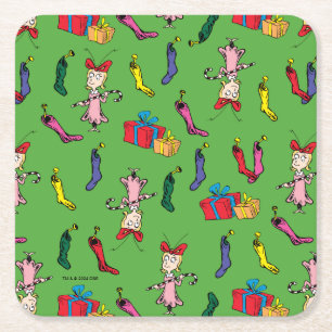 Dr. Seuss   Grinch   Cindy-Lou Who Pattern Square Paper Coaster