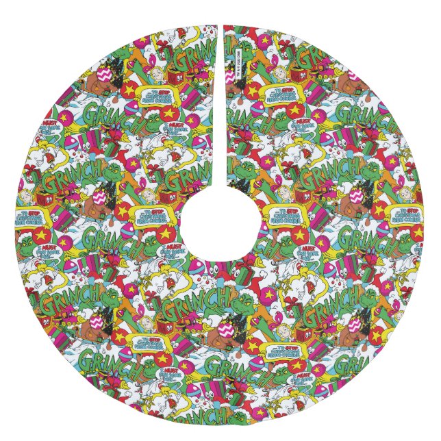 Dr. Seuss | Grinch Colourful Pattern Brushed Polyester Tree Skirt (Front)