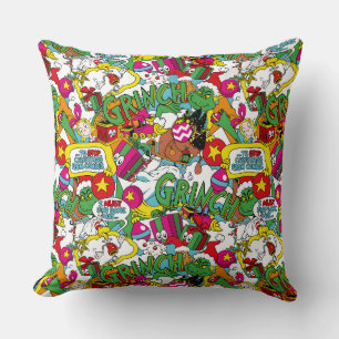 Dr. Seuss   Grinch Colourful Pattern Cushion