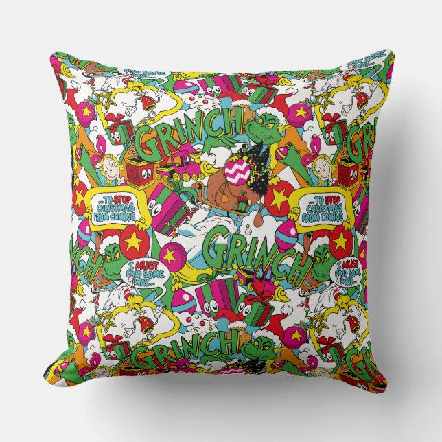Dr. Seuss | Grinch Colourful Pattern Cushion (Front)