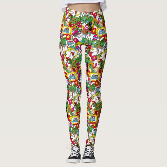 Dr. Seuss | Grinch Colourful Pattern Leggings (Front)