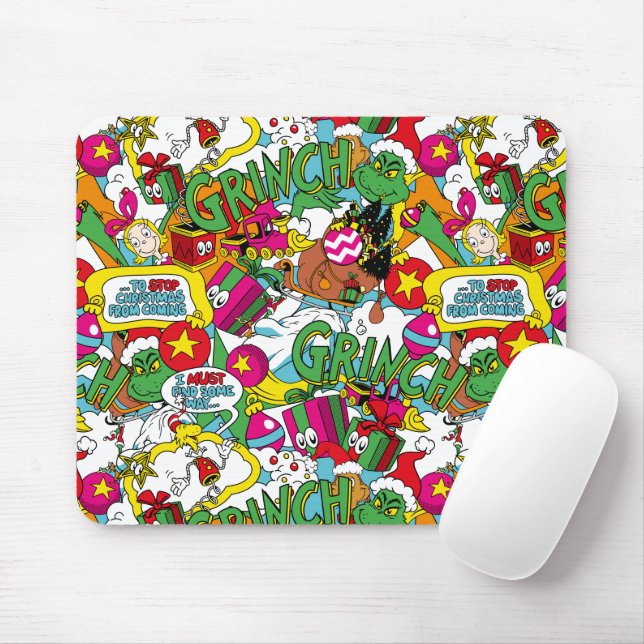 Dr. Seuss | Grinch Colourful Pattern Mouse Mat (With Mouse)