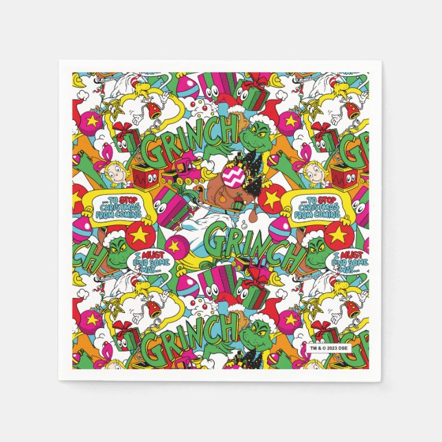 Dr. Seuss | Grinch Colourful Pattern Napkin (Front)