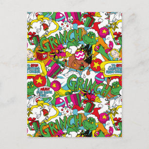 Dr. Seuss Grinch Colourful Pattern Postcard