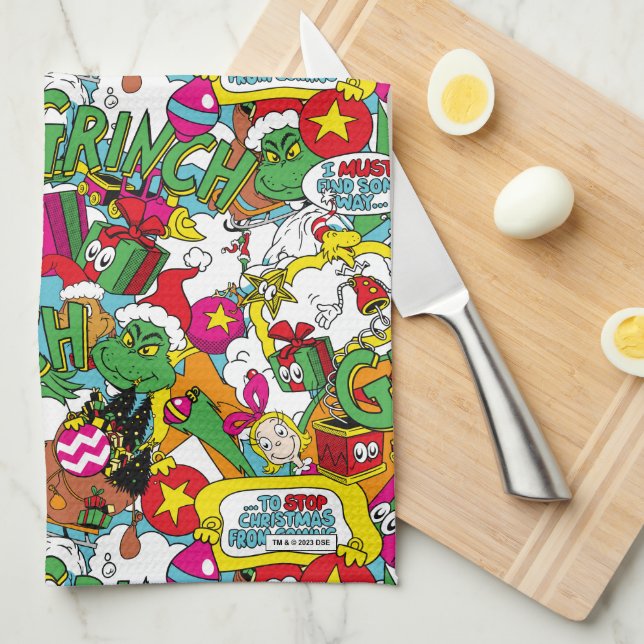 Dr. Seuss | Grinch Colourful Pattern Tea Towel (Quarter Fold)