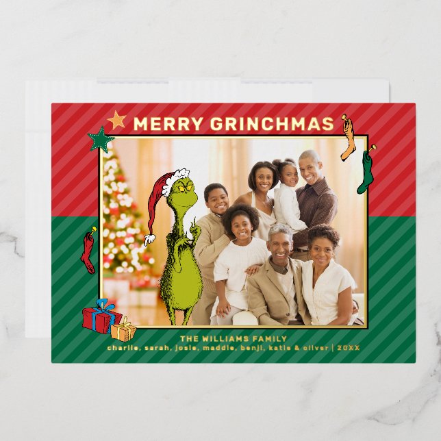 Dr. Seuss | Grinch Family Photo  Holiday Card (Envelope)