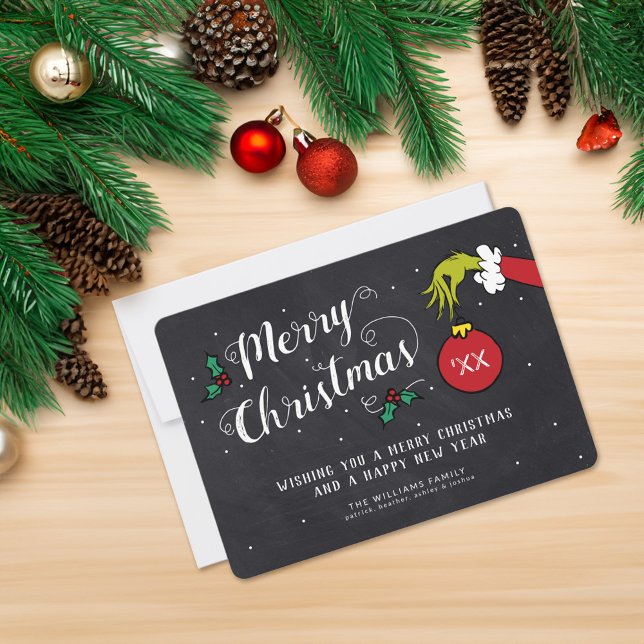 Dr. Seuss | Grinch - Merry Christmas Photo (Card on table)