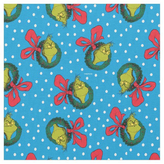 Dr. Seuss | Grinch | Merry Grinchmas Pattern Fabric (Close Up)