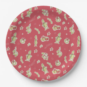 Dr. Seuss   Grinch   Red Christmas Pattern Paper Plate