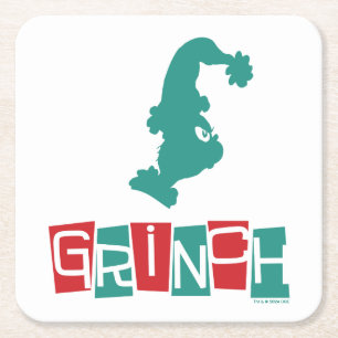 Dr. Seuss   Grinch - Red & Green Square Paper Coaster