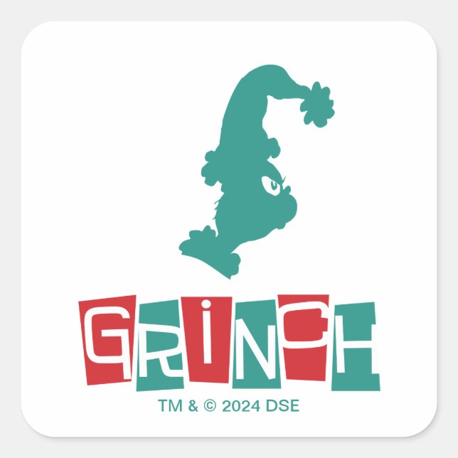 Dr. Seuss | Grinch - Red & Green Square Sticker (Front)