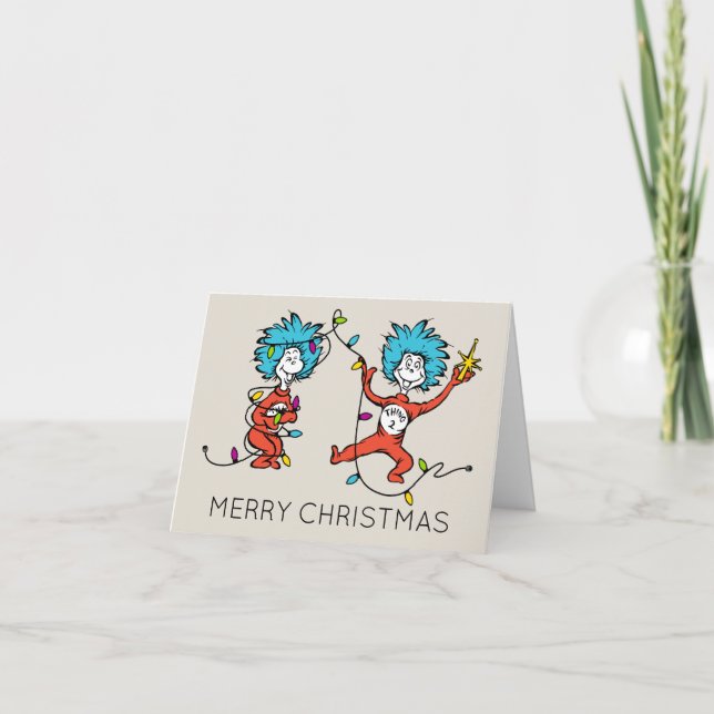 Dr. Seuss | Grinch | Thing One Thing Two Dancing Holiday Card (Front)