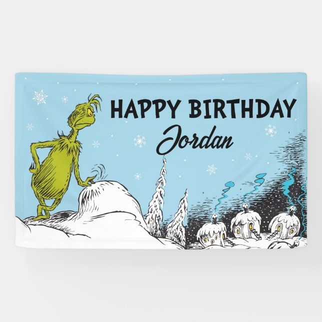Dr. Seuss | Grinch Winter Birthday Banner (Horizontal)