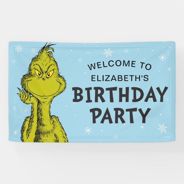 Dr. Seuss | Grinch Winter Birthday Welcome Banner (Horizontal)