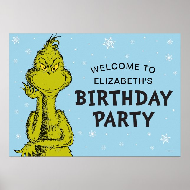 Dr. Seuss | Grinch Winter Birthday Welcome Poster (Front)