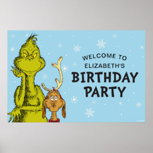 Dr. Seuss Grinch Winter Birthday Welcome Poster