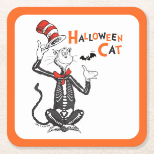 Dr. Seuss   Halloween Cat in the Hat Square Paper Coaster