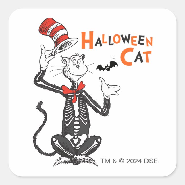 Dr. Seuss | Halloween Cat in the Hat Square Sticker (Front)