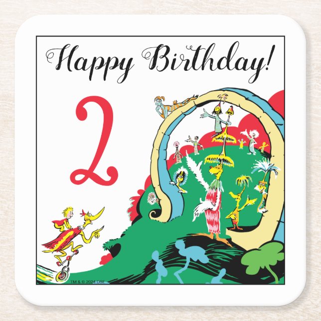 Dr. Seuss | Happy Birthday to You Square Paper Coaster (Front)