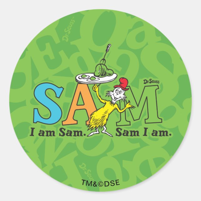Dr. Seuss | I Am Sam. Sam I Am. Classic Round Sticker (Front)
