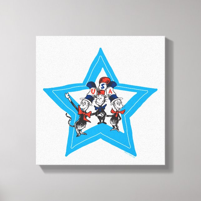 Dr. Seuss | Little Cats USA Hats Graphic Canvas Print (Front)
