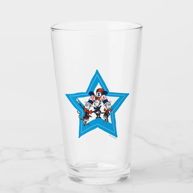 Dr. Seuss | Little Cats USA Hats Graphic Glass (Front)