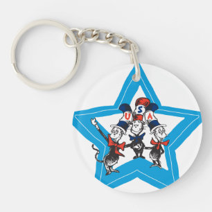 Dr. Seuss   Little Cats USA Hats Graphic Key Ring