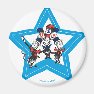 Dr. Seuss Little Cats USA Hats Graphic Magnet