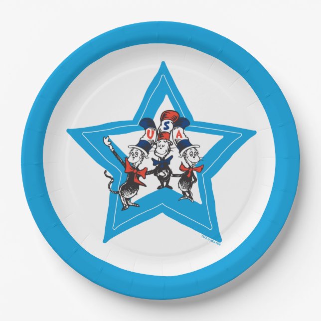 Dr. Seuss | Little Cats USA Hats Graphic Paper Plate (Front)