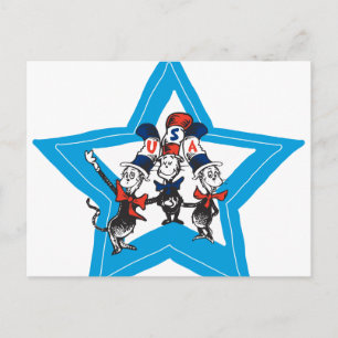 Dr. Seuss Little Cats USA Hats Graphic Postcard